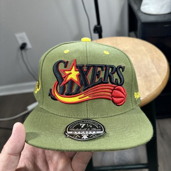 Mitchell & Ness X Lids Fitted Hat Size 7 1/2 Olive NBA Draft Hardwood Classics - Picture 3 of 7